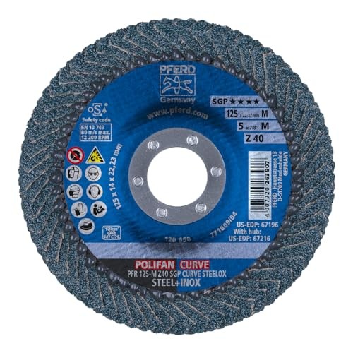 Pferd 5X7 8 Medium Flap Disc For Fillet Welds 60 Grit Zirconia Aluminum Oxide