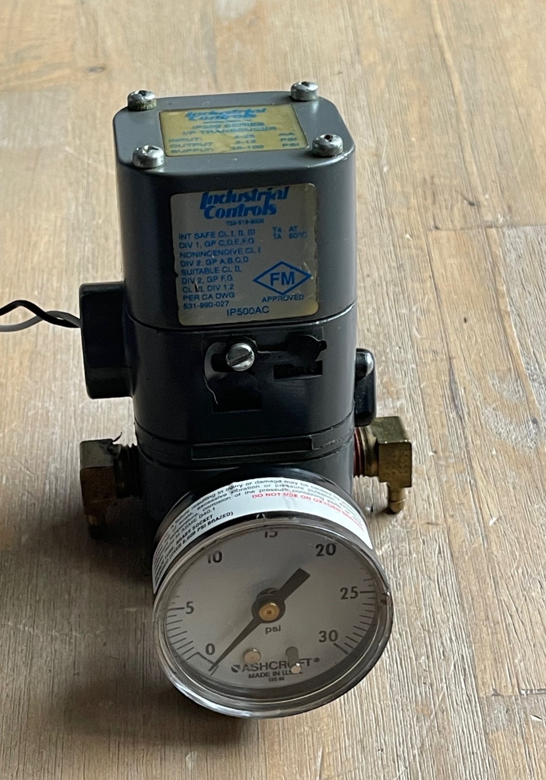 INDUSTRIAL CONTROLS IP500 SERIES I/P TRANSDUCER 18-100PSI INPUT 4-20mA