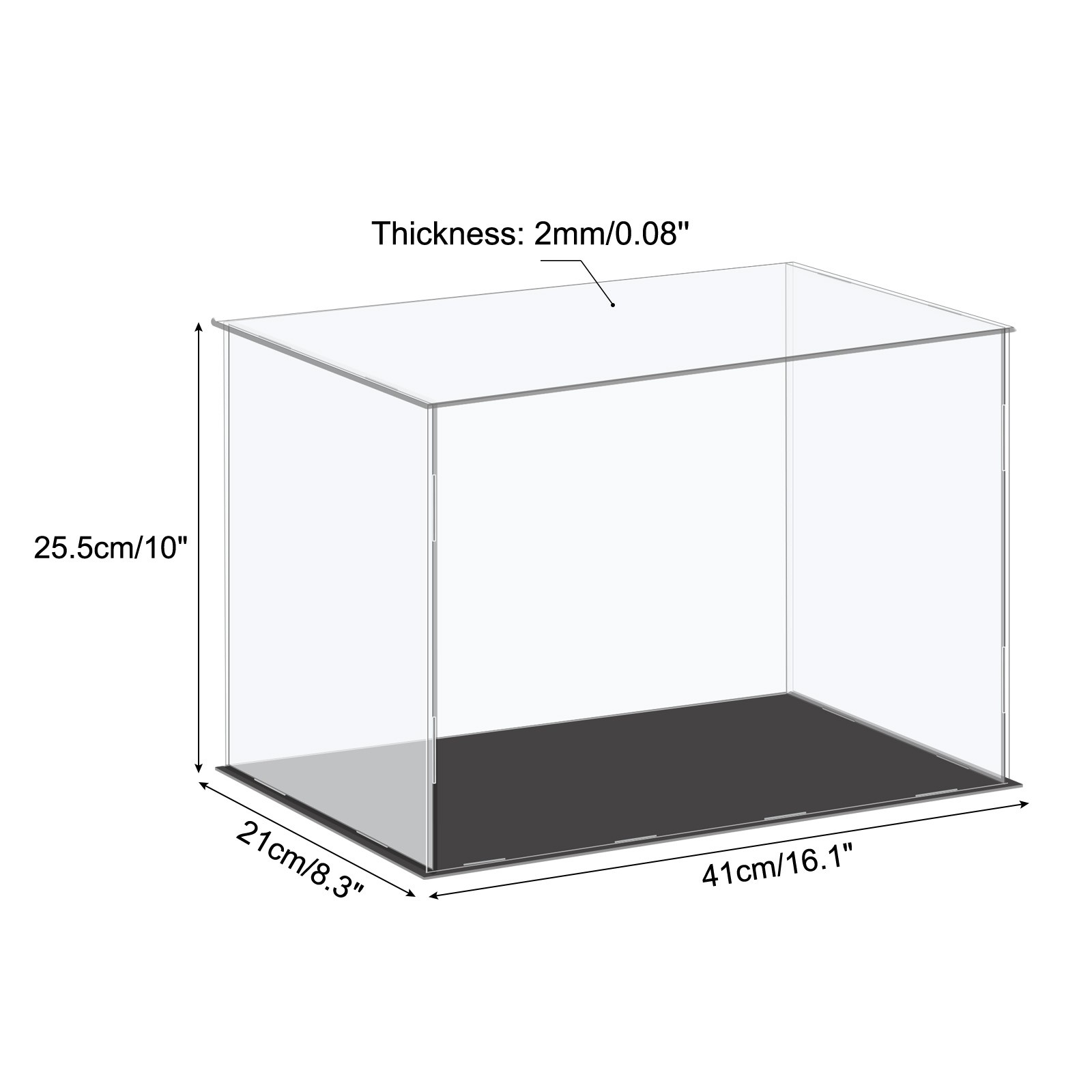 Acrylic Display Case Plastic Cube Storage Box Clear Assemble 41x21x25.5cm