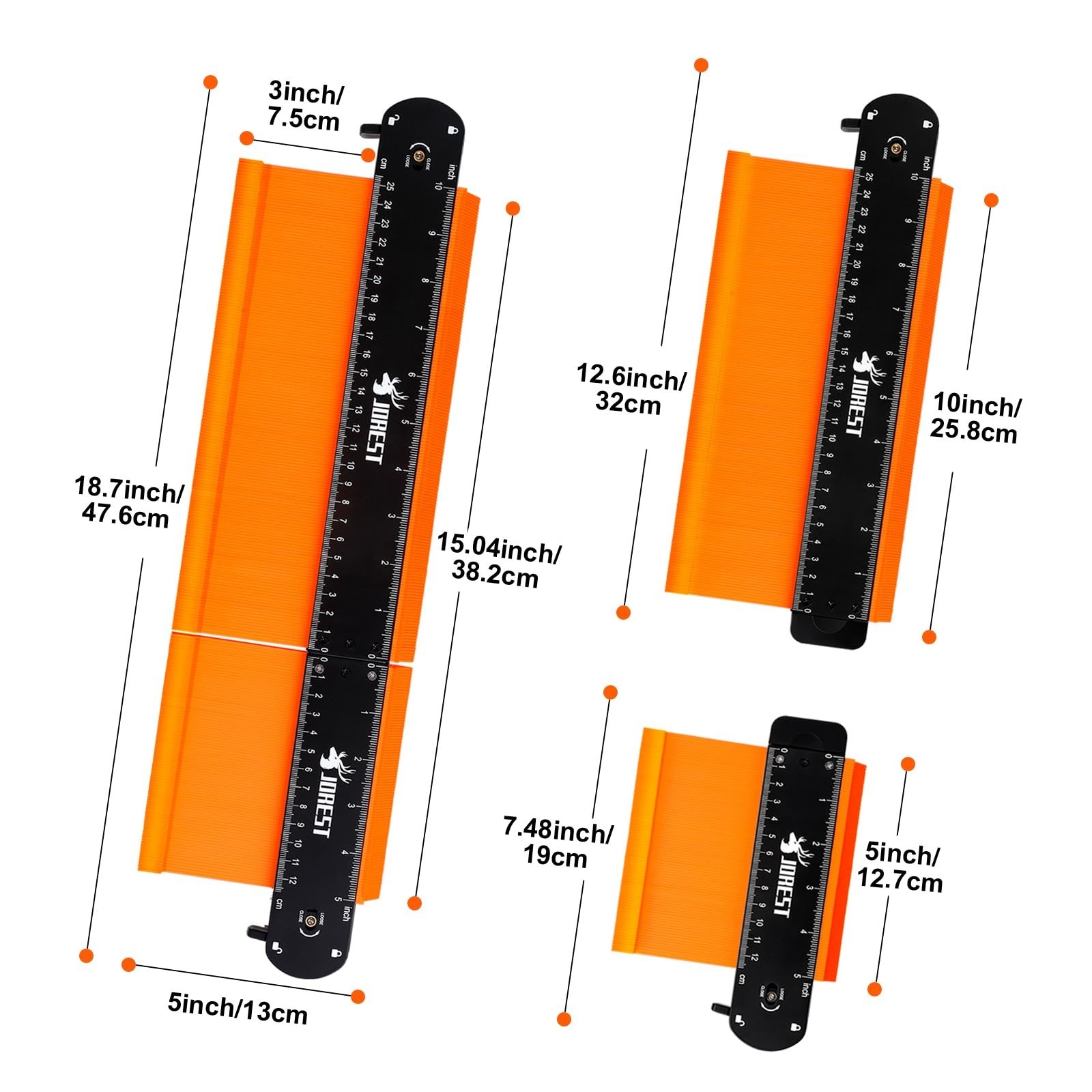 JOREST Connectable Contour Gauge (10+5 Inch), Gifts Ideas for Men D… Fast Ship