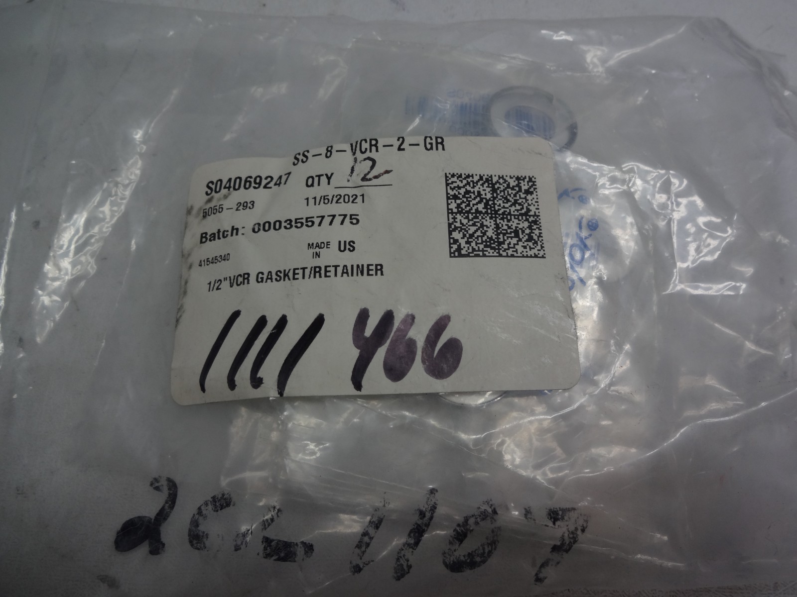 Lot Of 12 Swagelok Ss-8-vcr-2-gr Gasket Retainer 1/2″