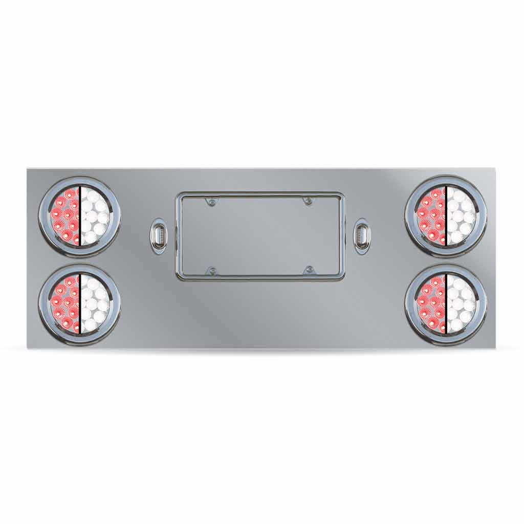 Trux Rear Center Panel with 4 x 4in (Red and Back-Up) and 2 License Light LEDs