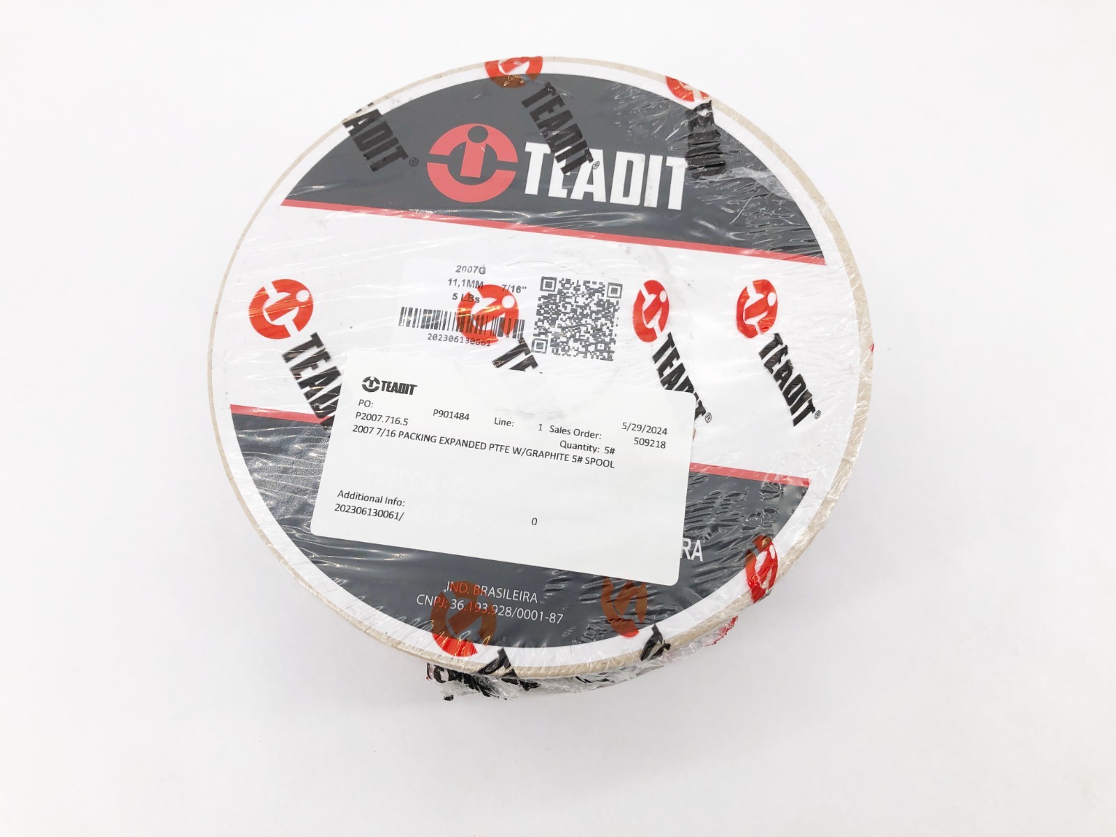 New Teadit 2007G Packing Expanded PTFE with Graphite 7/16″ 5lb Reel