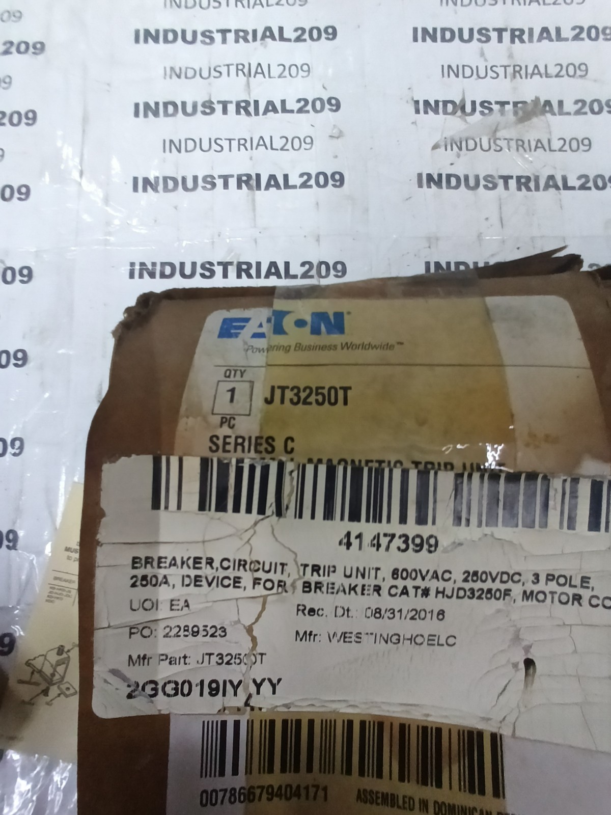 EATON JT3250T CIRCUIT BREAKER SERIES C 250A