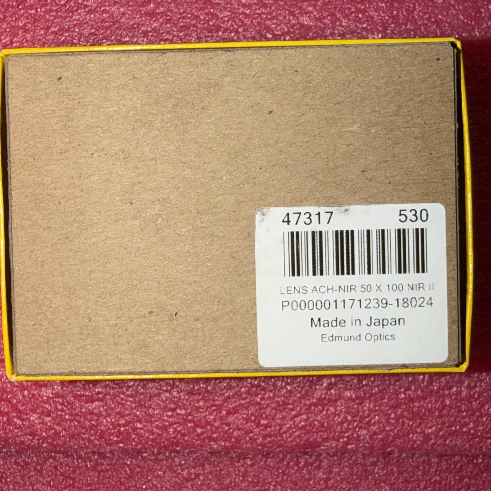 Edmund Optics LENS ACH-NIR 50 X 100 NIR II Achromatic Lens New in Box