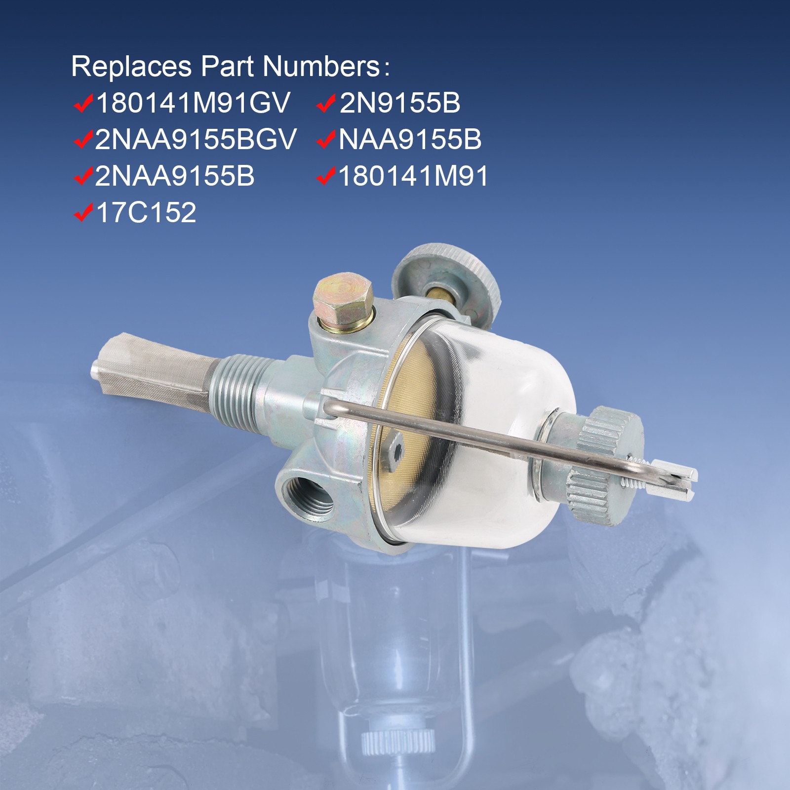 2N9155B Gas Fuel Sediment Bowl w/Shut Off For Ford NAA Jubilee 2N 8N 9N NAA9155