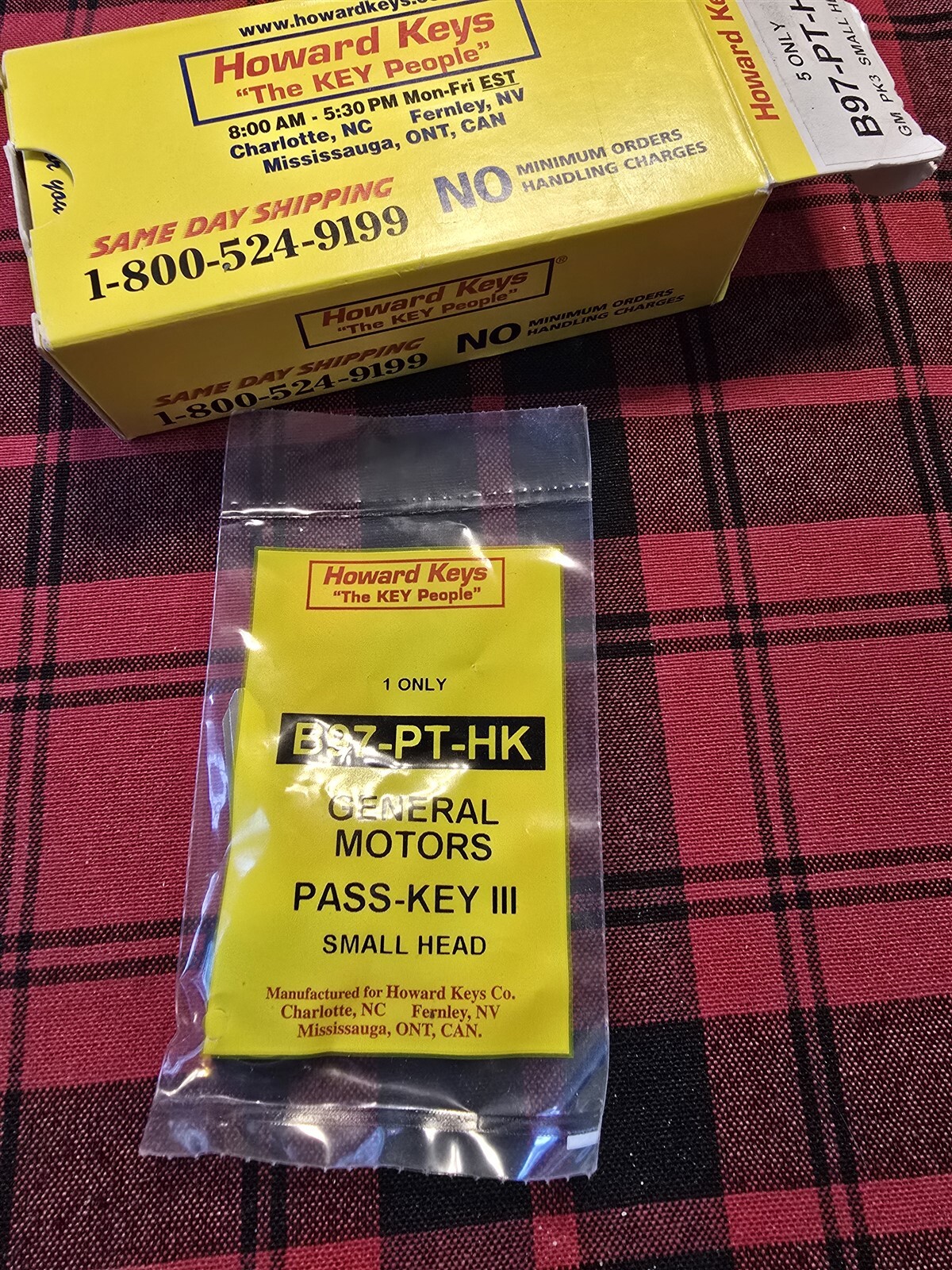 NEW Howard Keys B97-PT-HK GM Small head Pass Key *FREE SHIPPING*