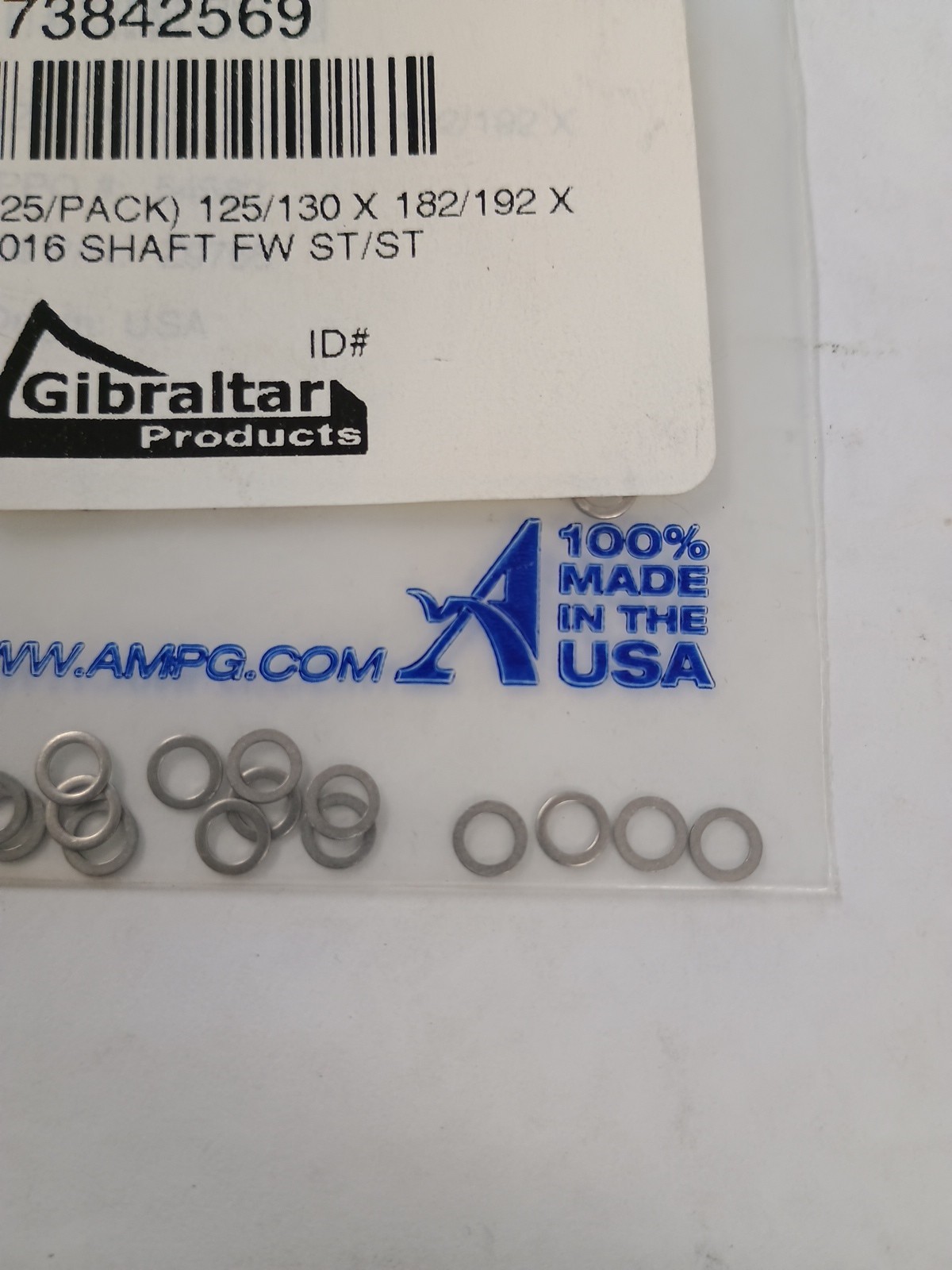 Gibraltar Round Shim F/ Washer SS 125/130 x 182/192 x .016 Shaft Pack of 25