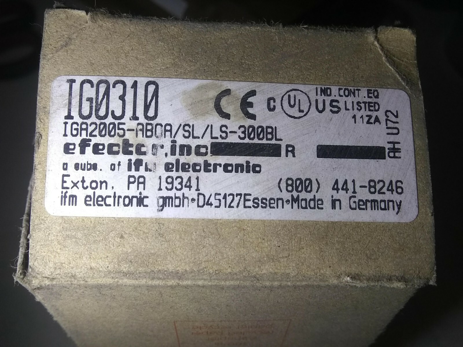 IFM Efector IGA2005-ABOA/SL/LS-300BL Sensor IG0310