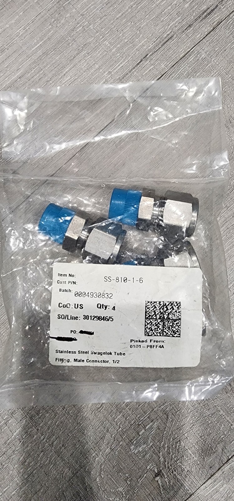 4pcs Swagelok ss-810-1-6
