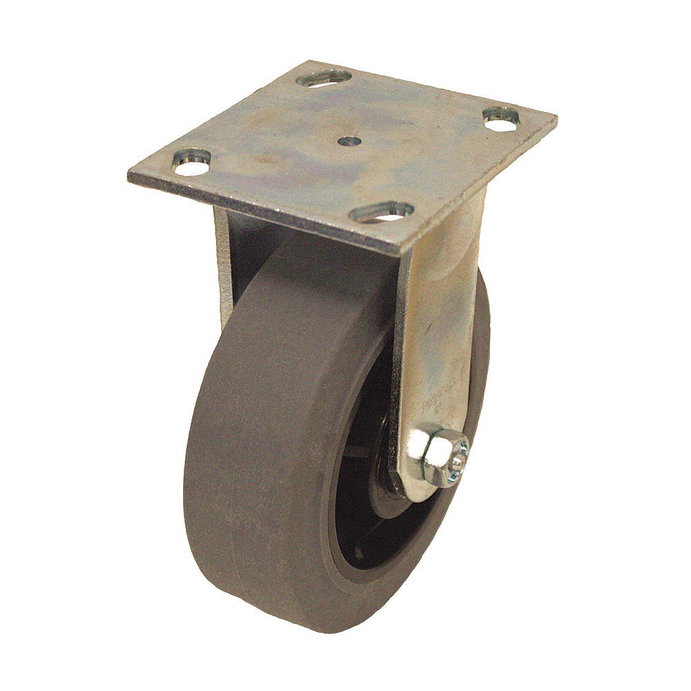 GRAINGER APPROVED P21R-RP050R-14-EL Plate Caster,Rigid,Rubber,6 1/2″H 490V76