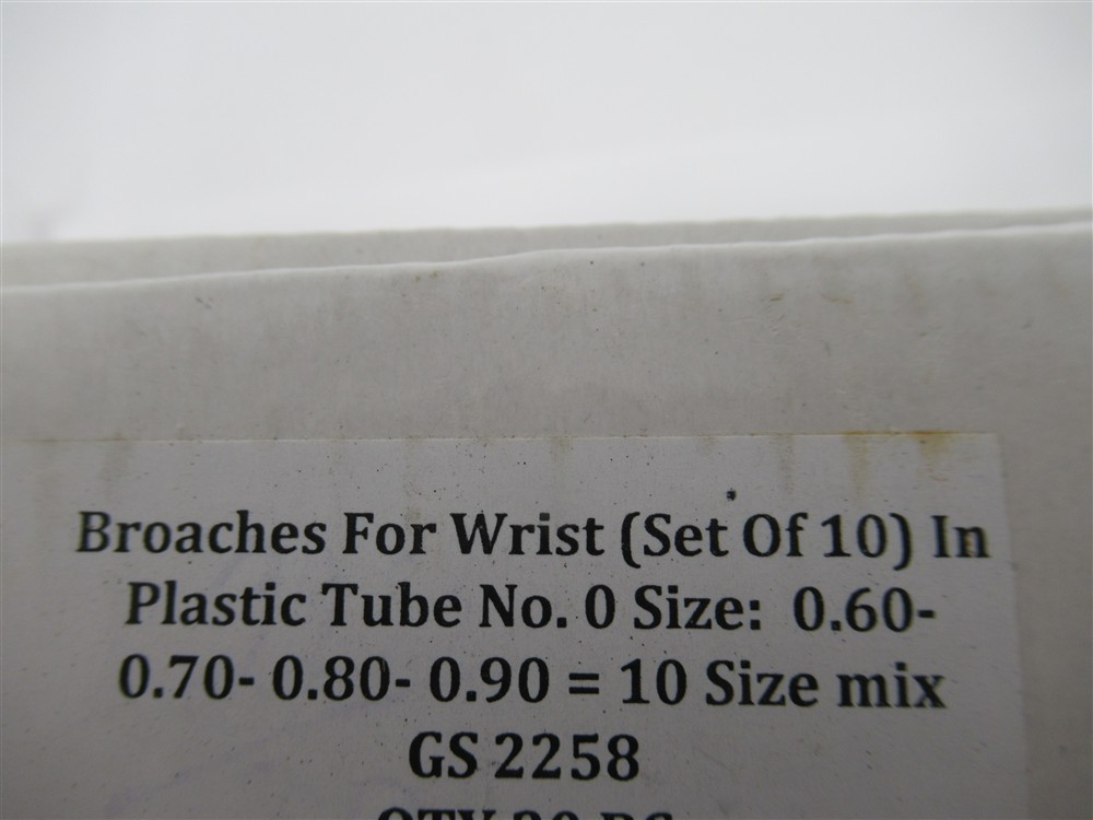 10 Pc Cutting Broach Set For Wrist Watches 0.6mm to 0.90mm