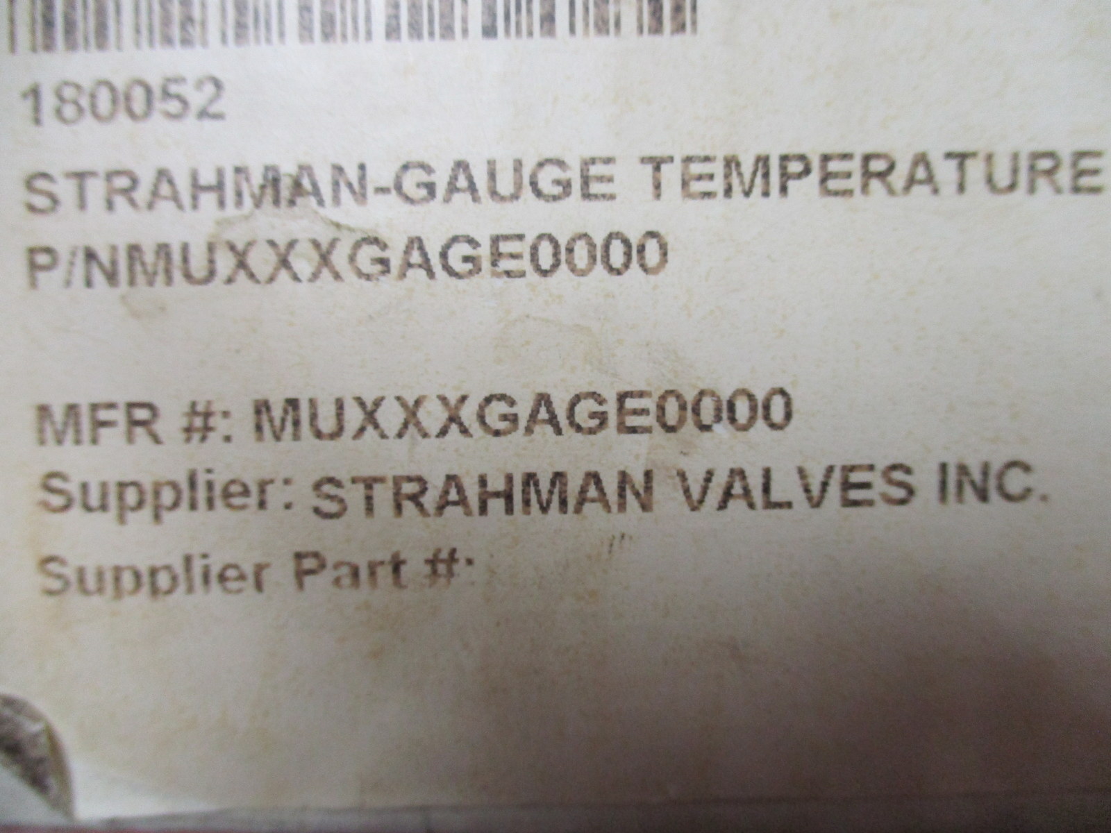 Strahman MUXXXGAGE0000 Temperature Gauge