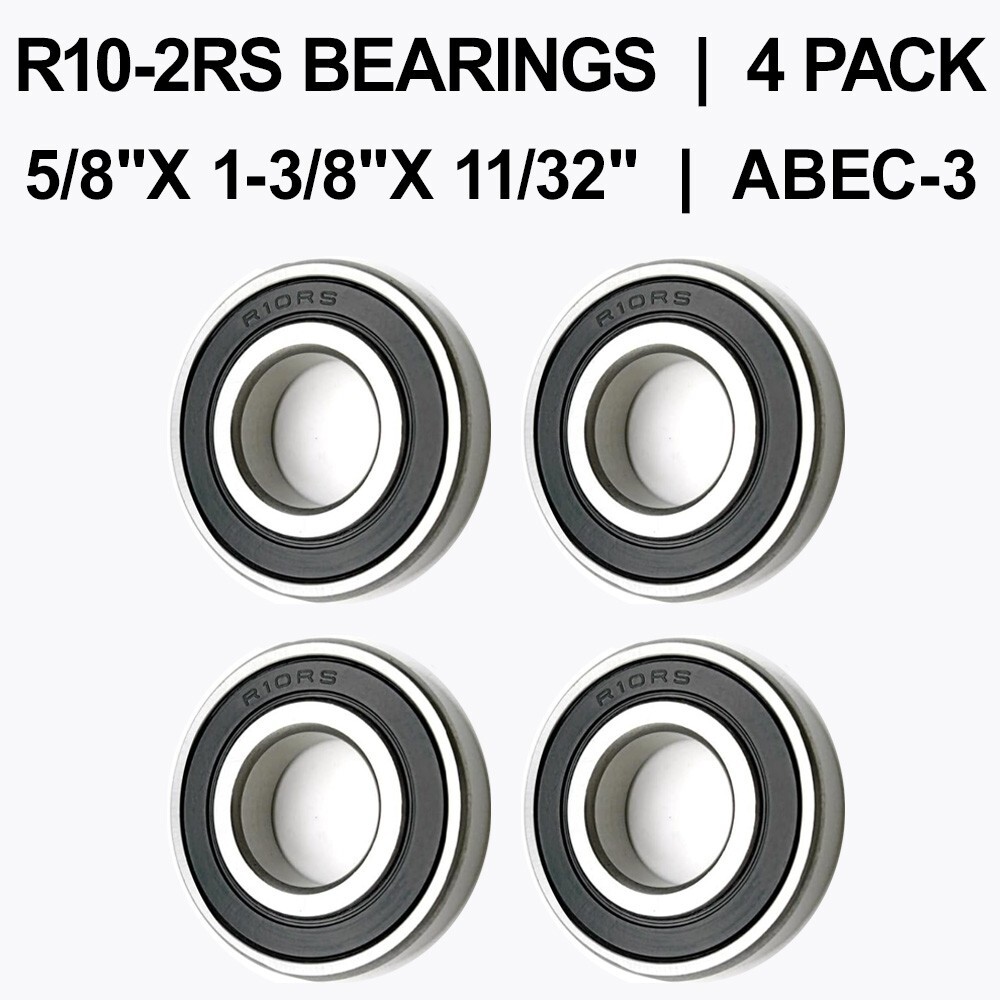 R10-2RS Sealed Bearings (5/8″ x 1-3/8″x 11/32″) – 4 pack – Chrome Steel – ABEC-3