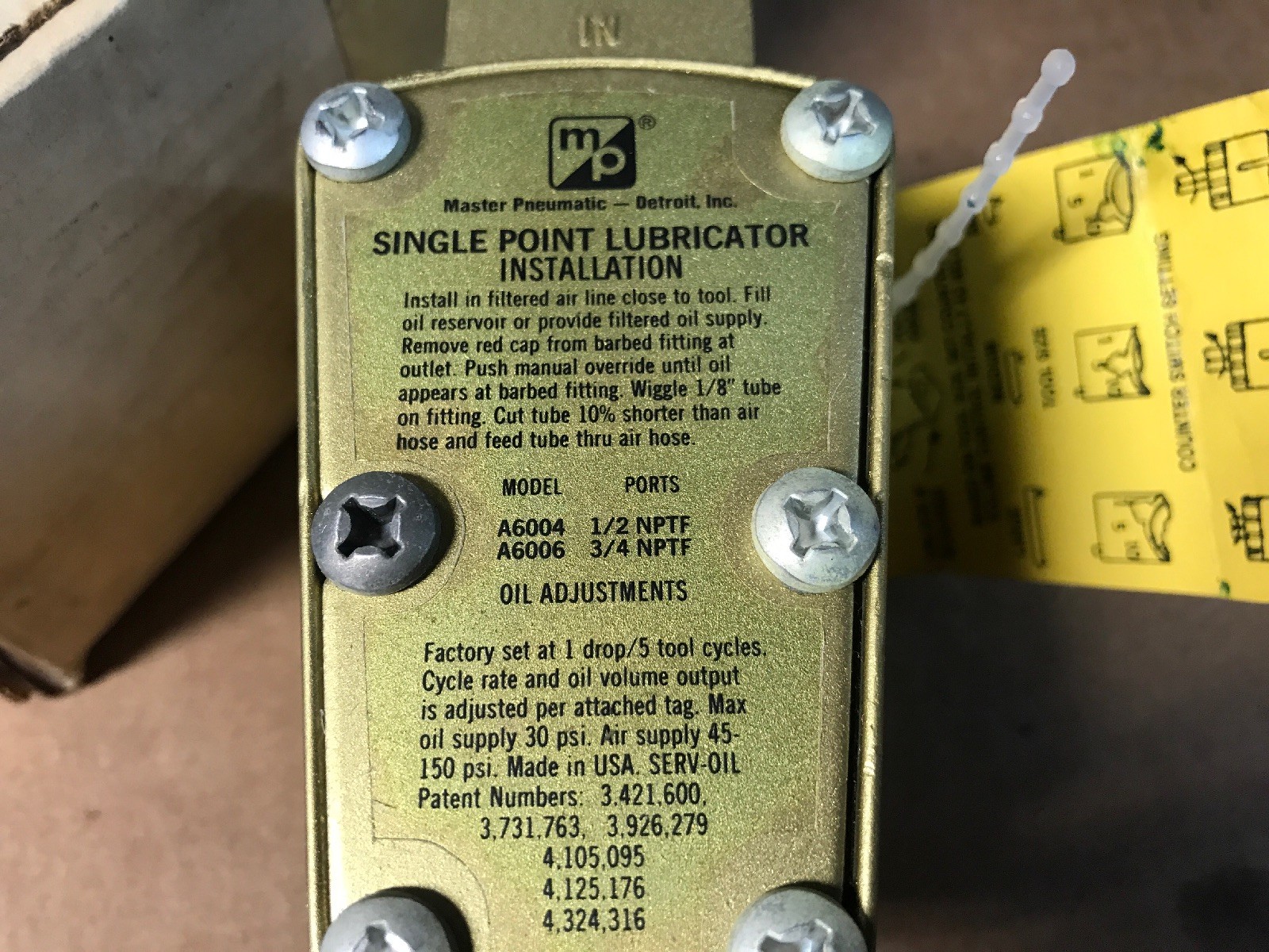 NEW Master Pneumatic Single Point Lubricator 3/4” Valve A6006 FAST SHIPPING