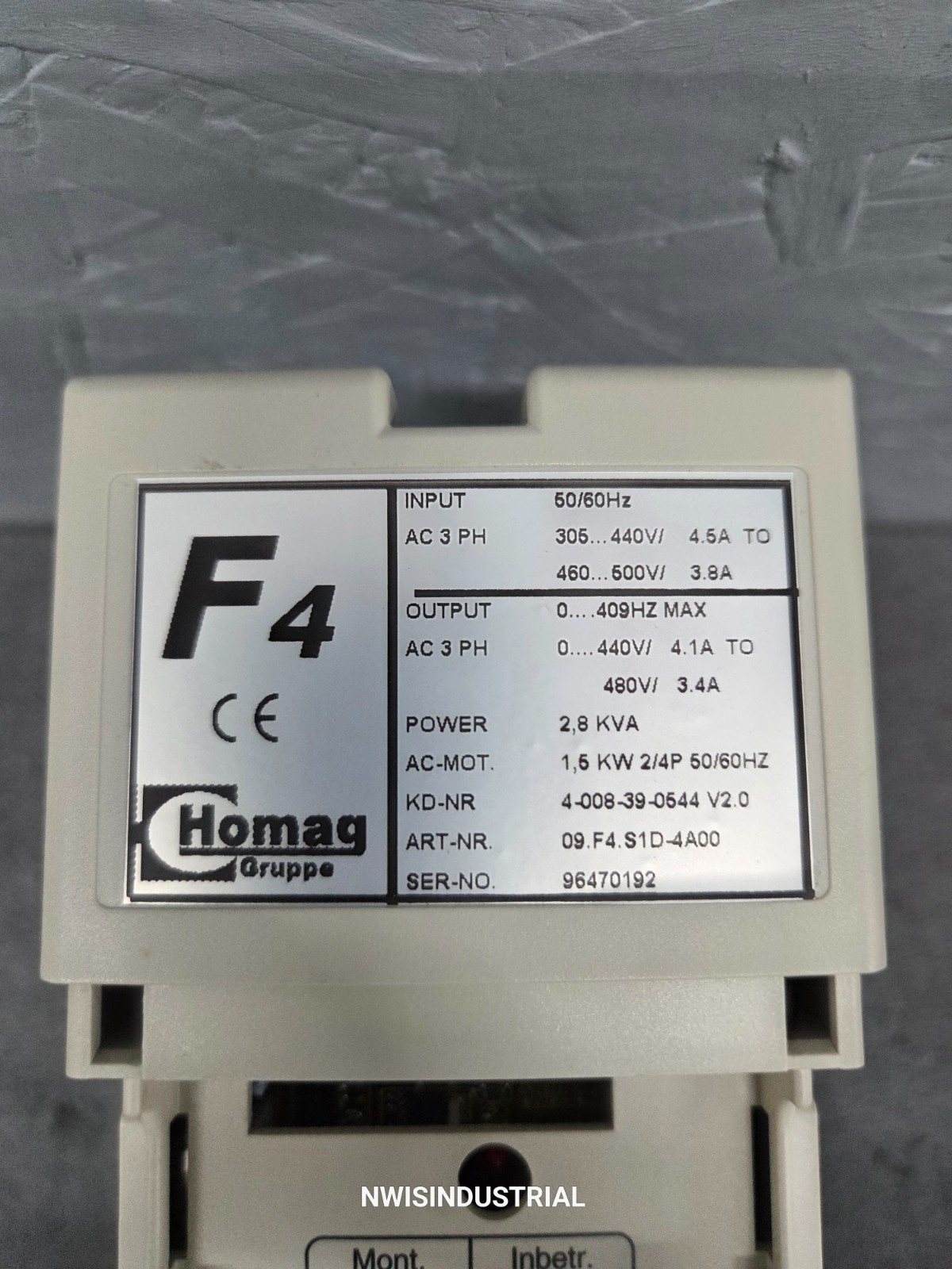KEB F4 COMBIVERT DRIVE 09.F4.S1D-4A00 2.8KVA, 3PH, 480V