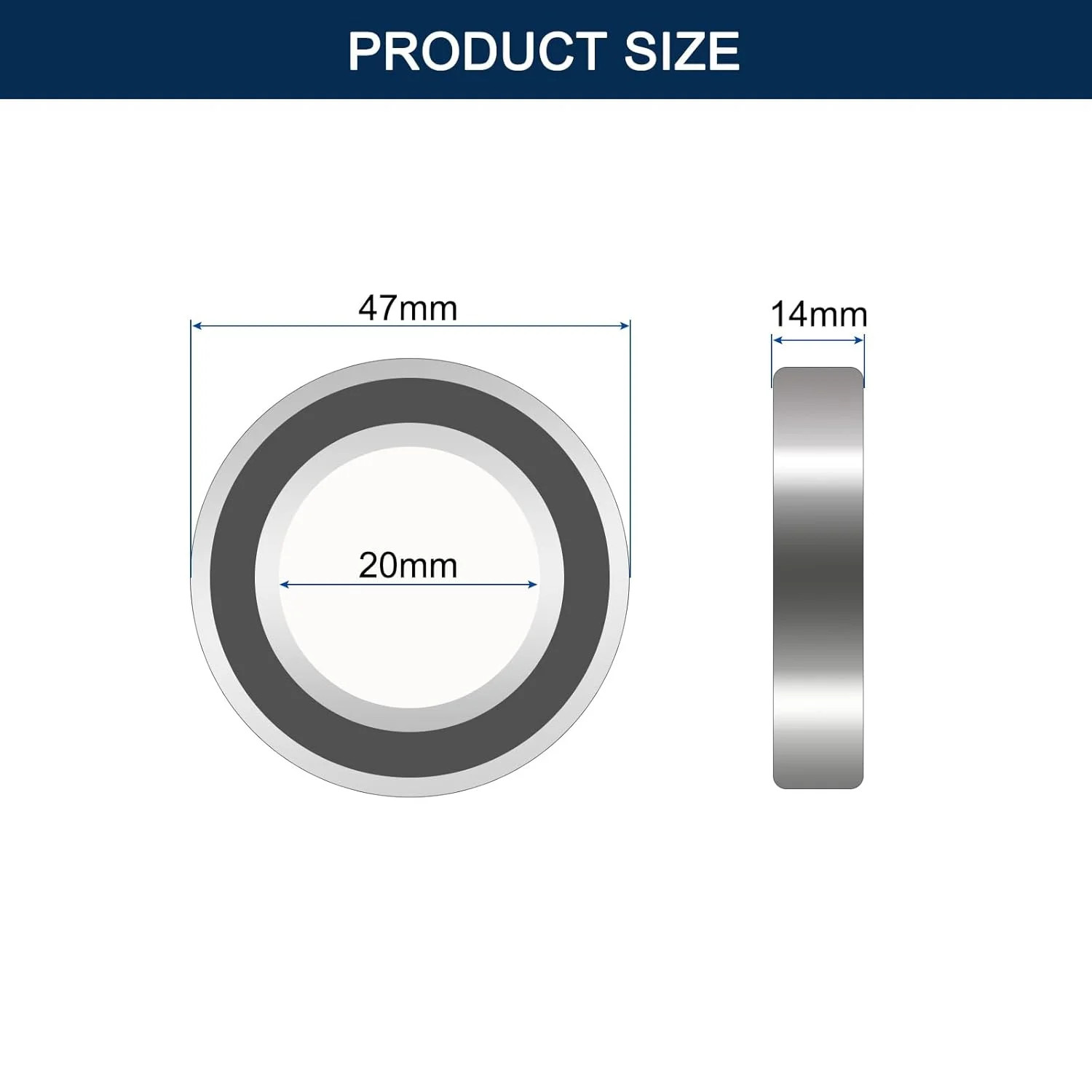 6204-2RS Deep Groove Ball Bearings, ID 20mm x OD 47mm x Width 14mm Double Rubber