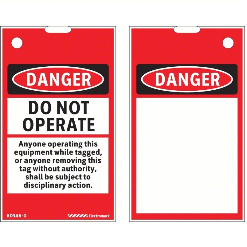 Electromark Y604448 Lockout Tag, Danger, Polyester, 3-1/4″ Width, 5-5/8″