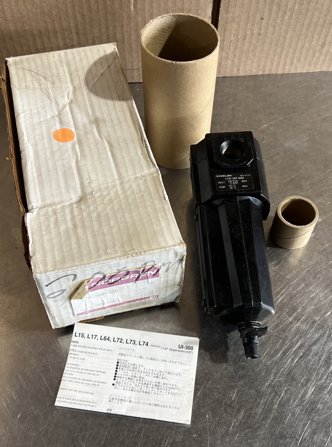 NORGREN L74C-4AP-QDN OIL-FOG LUBRICATOR, 1/2″ NPT, 250PSI MAX, 175ºF/80ºC MAX