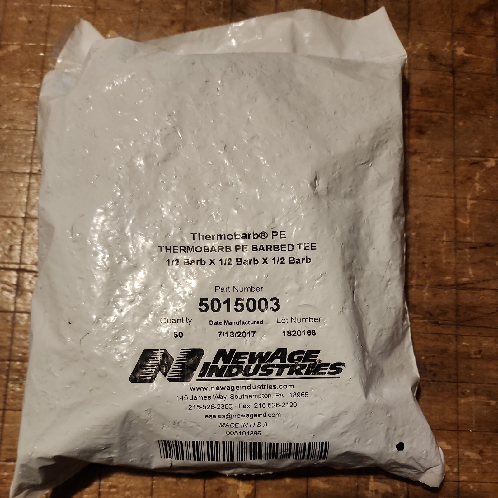 NEWAGE INDUSTRIES 5015003 1/2 ID BARBED TEE PKG OF 50 POLYETHYLENE