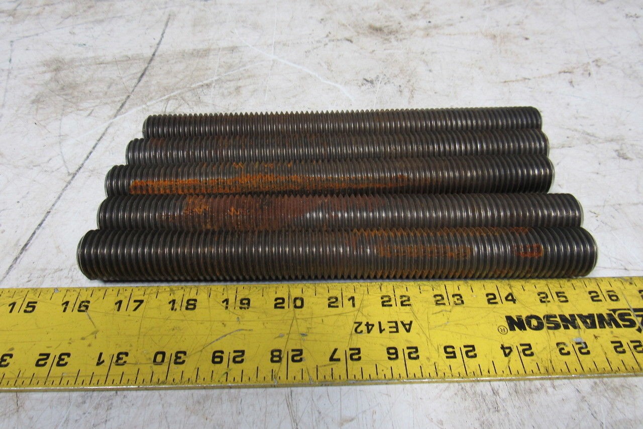 1″-8×9-1/2″ (OAL 9-3/4″) A193 B7 Fully Threaded Stud Plain Finish Lot of 5