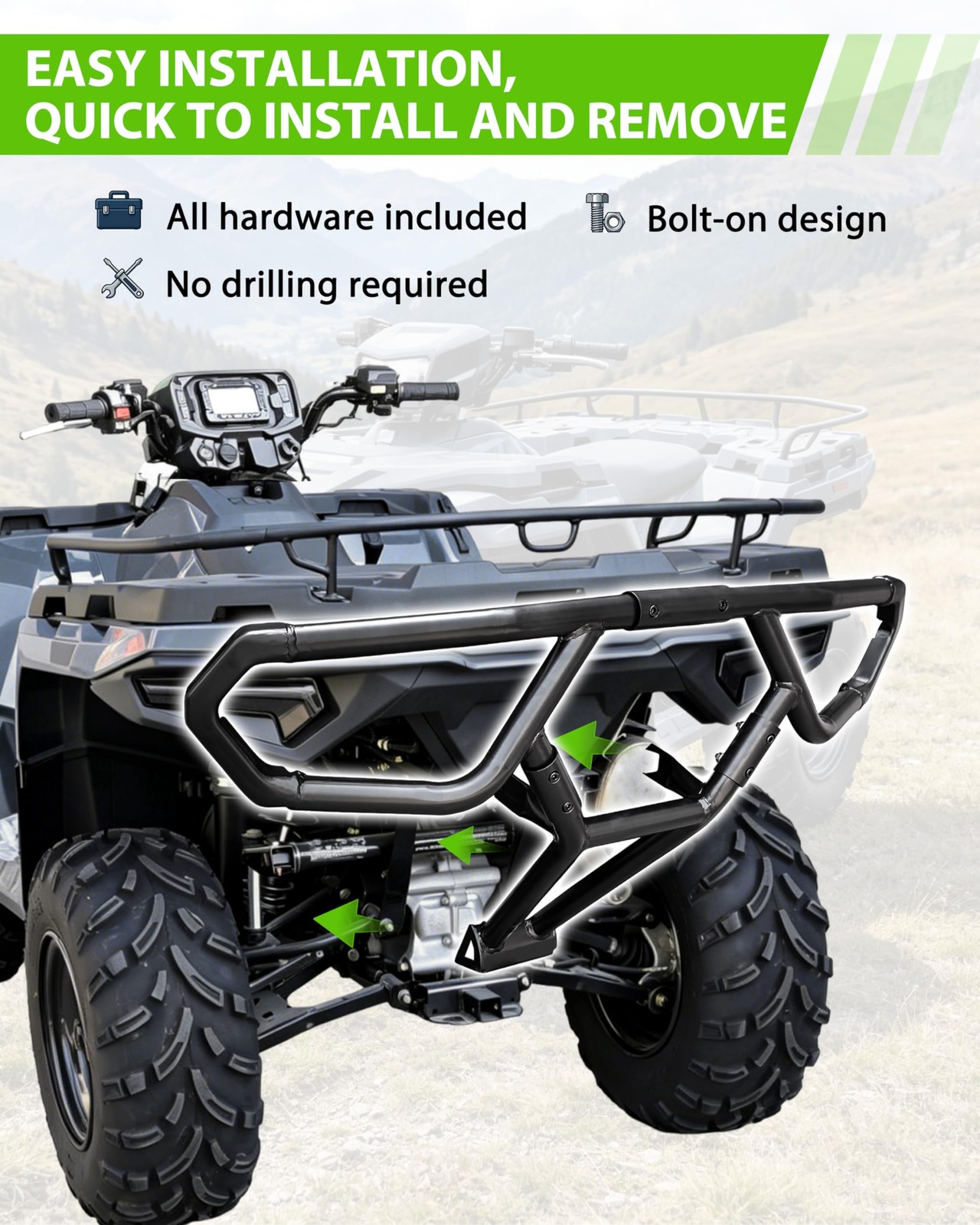 KEWISAUTO Rear Bumper for Polaris Sportsman 450 570 2021-2026 Accessories, St…