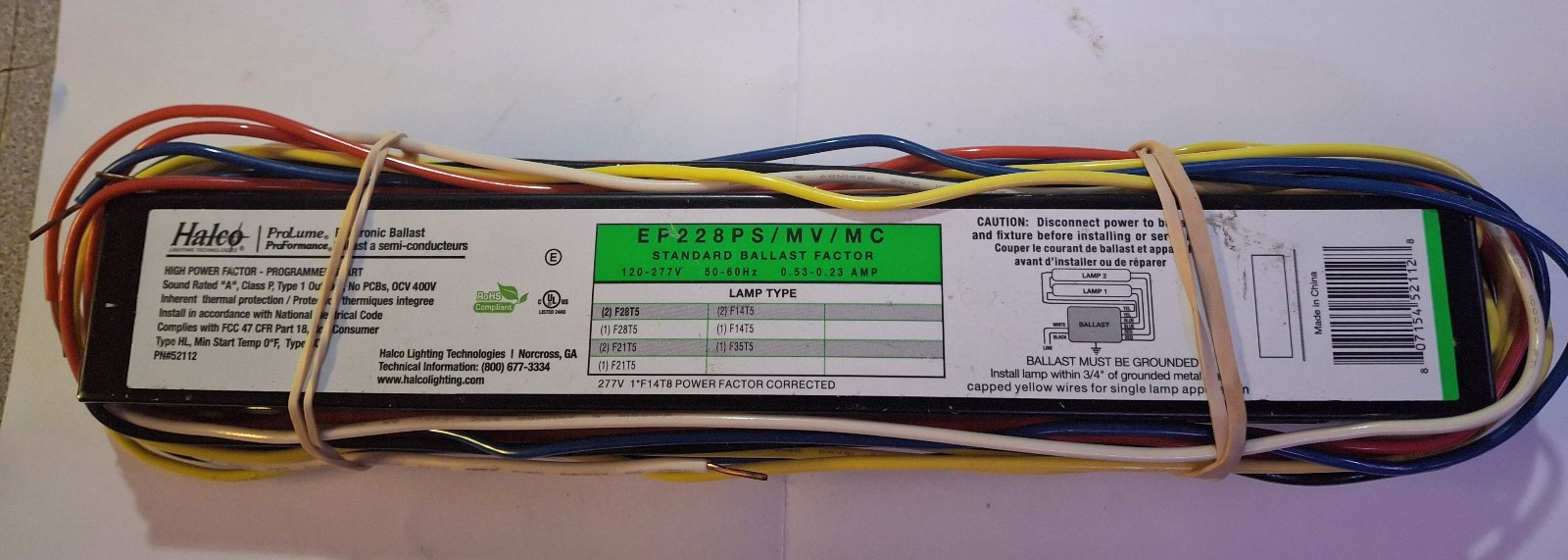 1 NEW HALCO EP228PS/MV/MC STANDARD 120-277V BALLAST NNB ***MAKE OFFER***