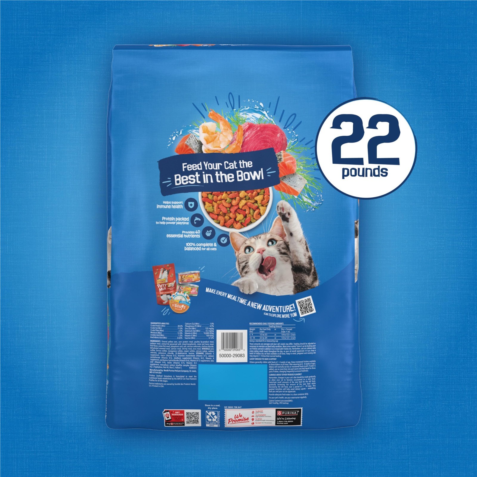 2 PACK Purina Friskies Dry Cat Food Seafood Sensations With Salmon, Tuna, 22 lb