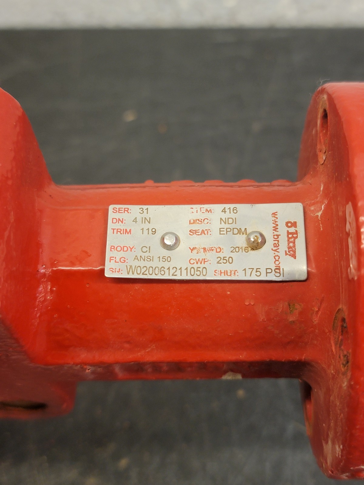 BRAY 4″ BUTTERFLY VALVE SERIES 31 Used A8