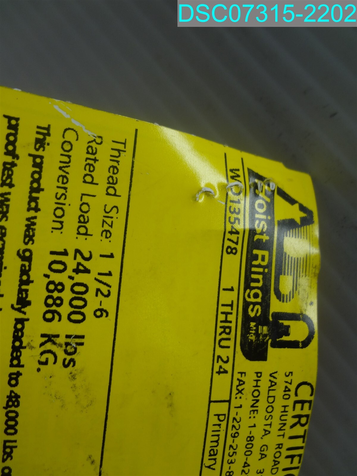 Heavy Duty Hoist Ring, 24,000 lb 33424 1-1/2″-6