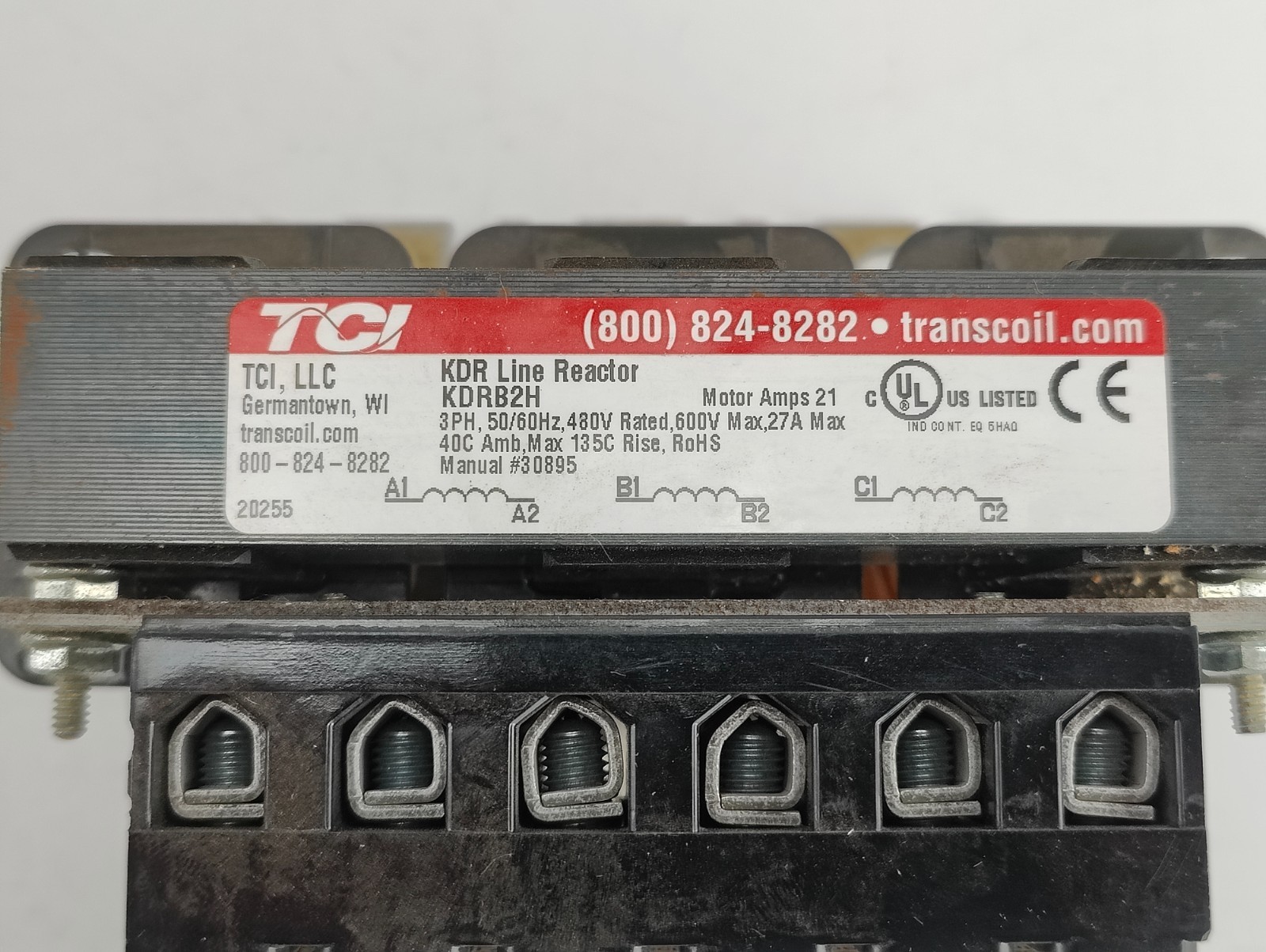 TCI TRANS-COIL KDRB2H KDR DRIVE REACTOR 3-PHASE 27A MAX
