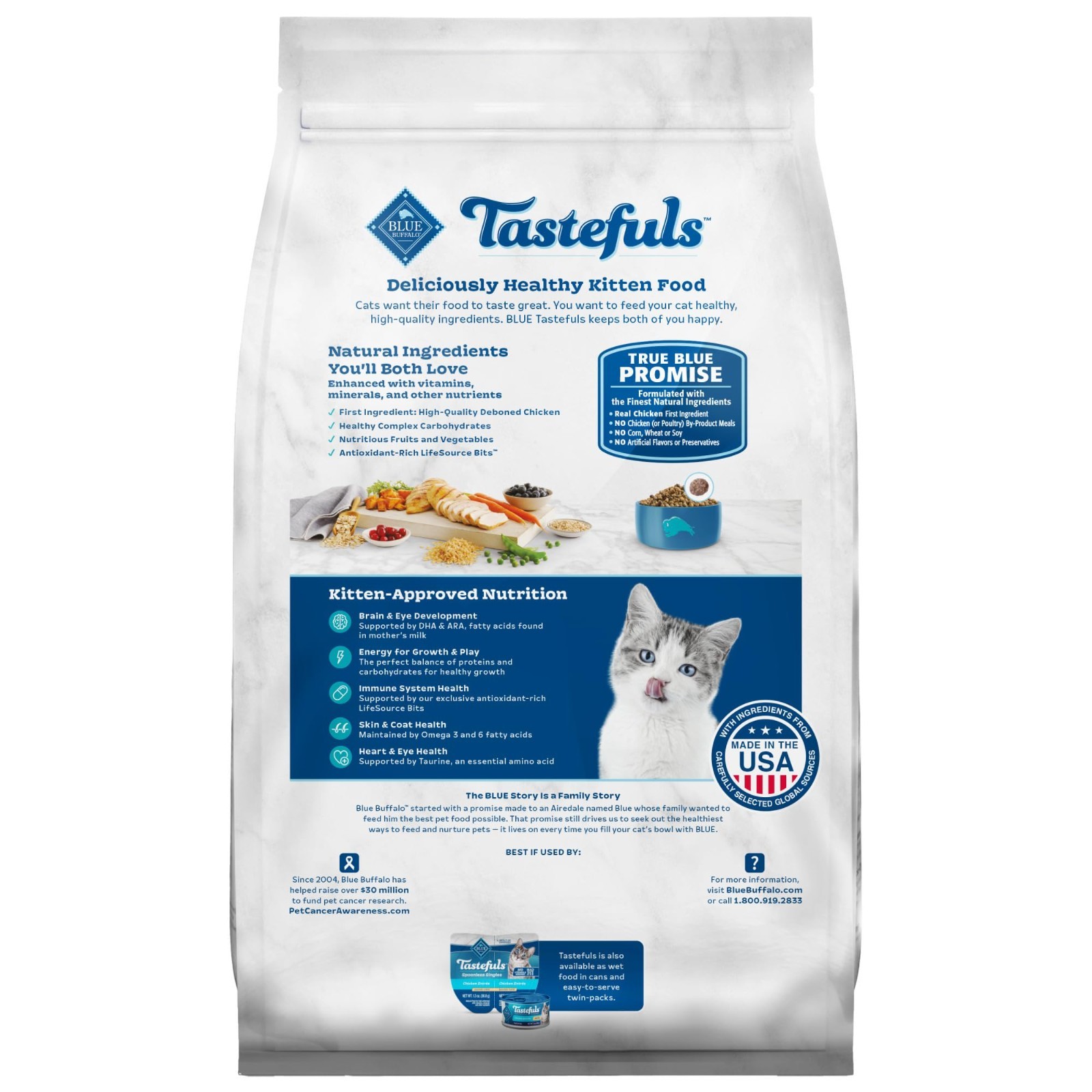 2PK -Blue Buffalo Tastefuls Kitten Dry Food – Natural, Chicken & Brown Rice, 7lb