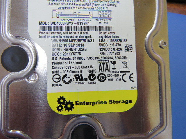 Western Digital WD1003FBYX-01Y7B1 Qty of 4 per Lot Pre-Owned 1 TB RE4 Enterpris