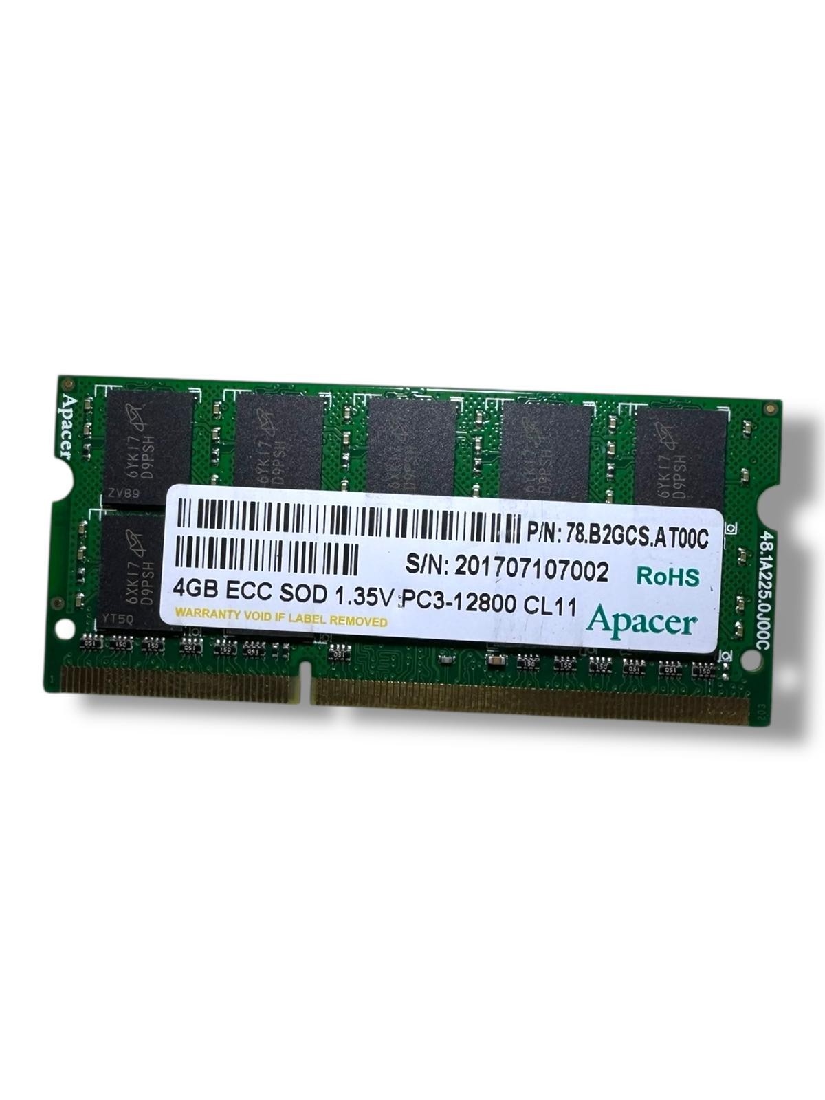 🟢 Apacer 78.B2GCS.AT00C 4GB ECC SOD 1.35v PC3-12800 CL11 (LOT -20 pieces)