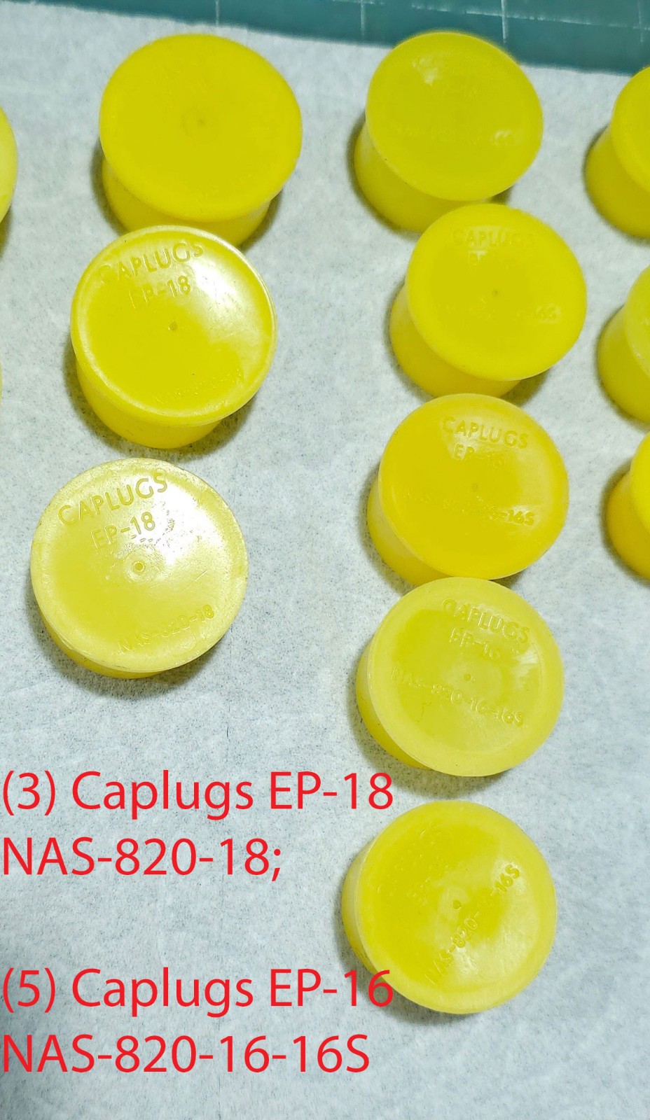 Lot of 36 Caplugs + 8 Other Brand Caps – Mixed Sizes