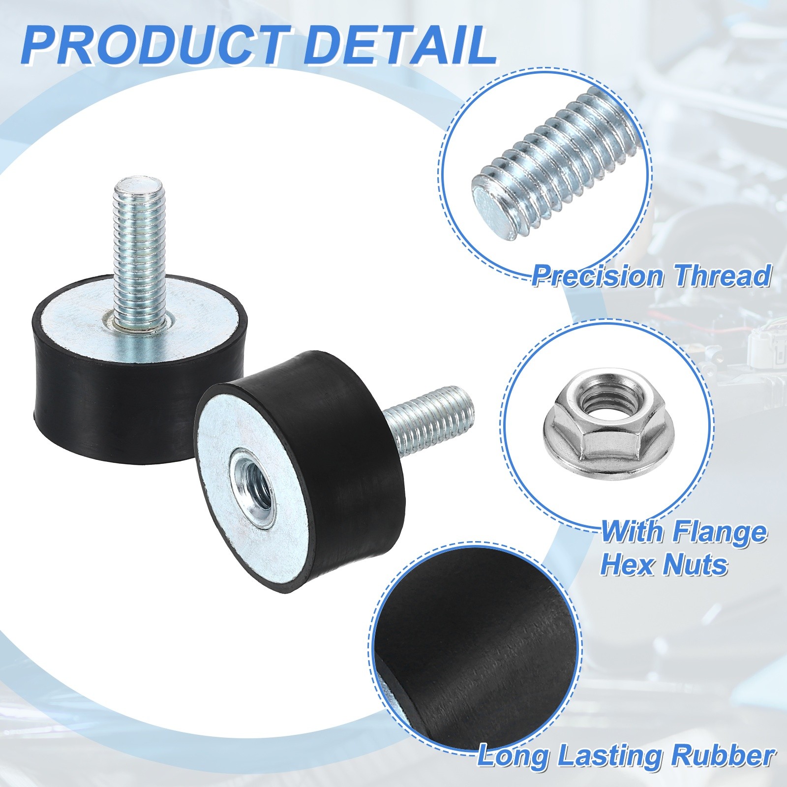 2Pcs M10x27mm Rubber Mounts, 40x20mm(DxH) Rubber Shock Absorber Mount with Nuts