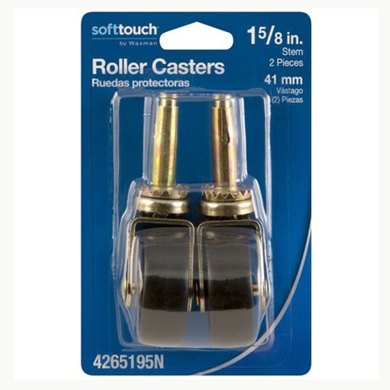 SoftTouch 4265195N 50 lbs. Capacity Plastic Brass/Black Roller Caster 1-5/8 in.
