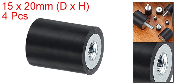 4Pcs 15 x 20mm M5 Thread Female Rubber Mounts Silent Block Base Block