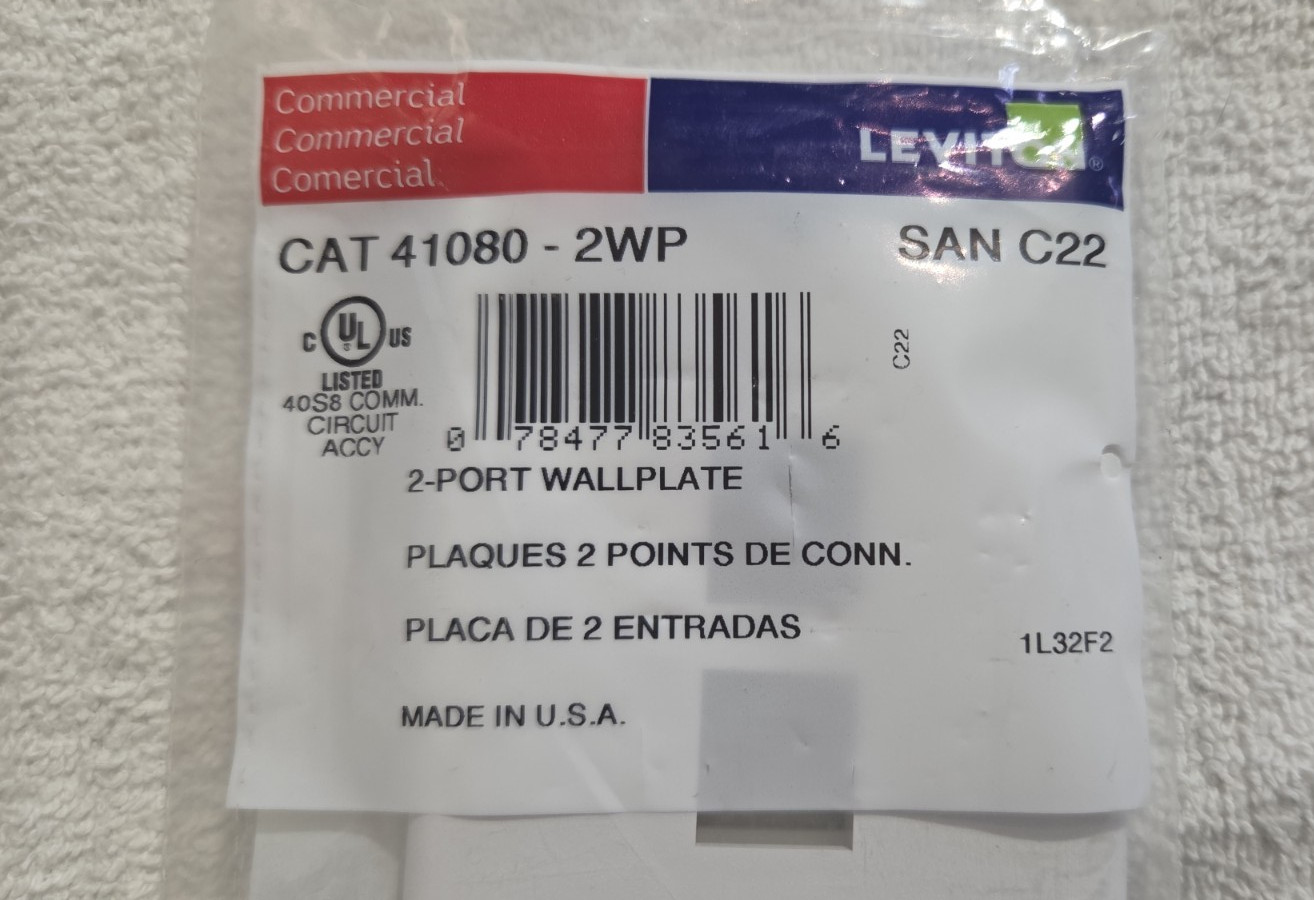 41080-2WP 2 Port Leviton Single-Gang QuickPort Wallplate White 16 PACK