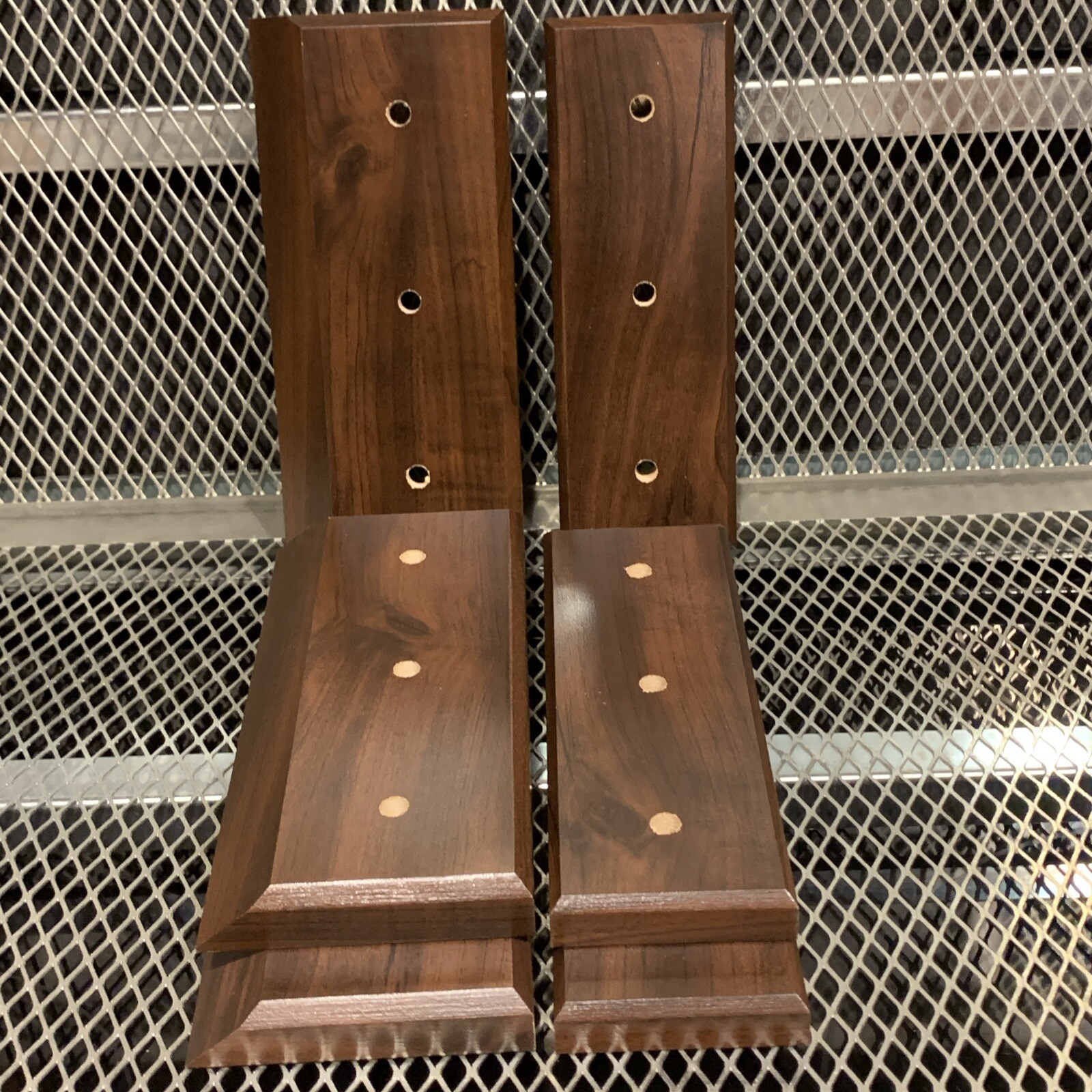3 Sets Trophy Parts for 2 Post Style Cherry Finish Wood Base with Lid