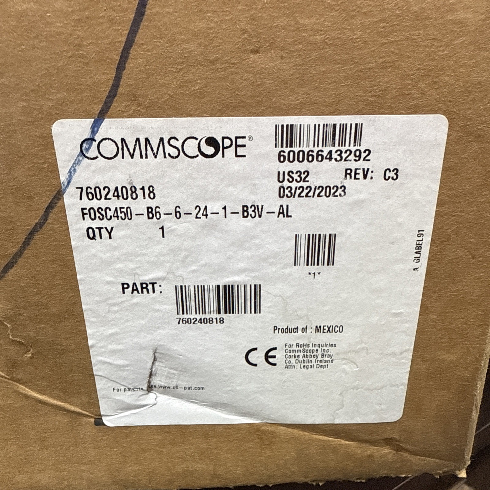 CommScope FOSC450-B6-6-24-1-B3V-AL Optic Splice Closure (New in Box) 760240818