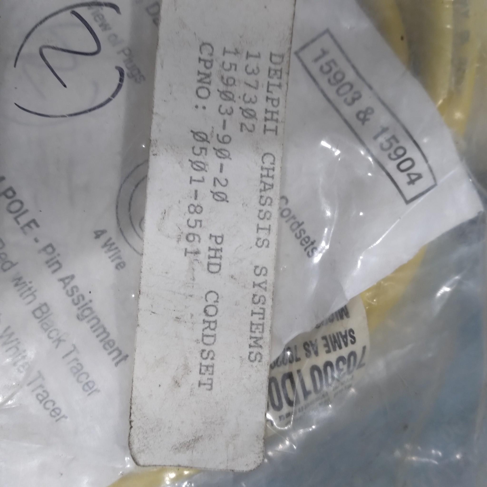 PHD CORDEST PIN ASSINGNMENT 3 POLE PIN 137302 15903-90-20