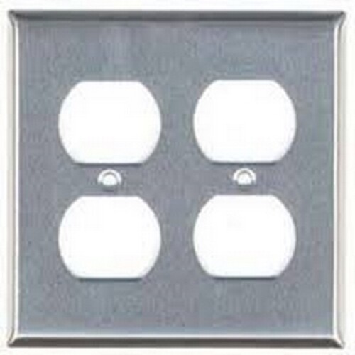 Mulberry 2-Gang Stainless Steel Receptacle Wallplate, 4.5 In H x 4.562 In W