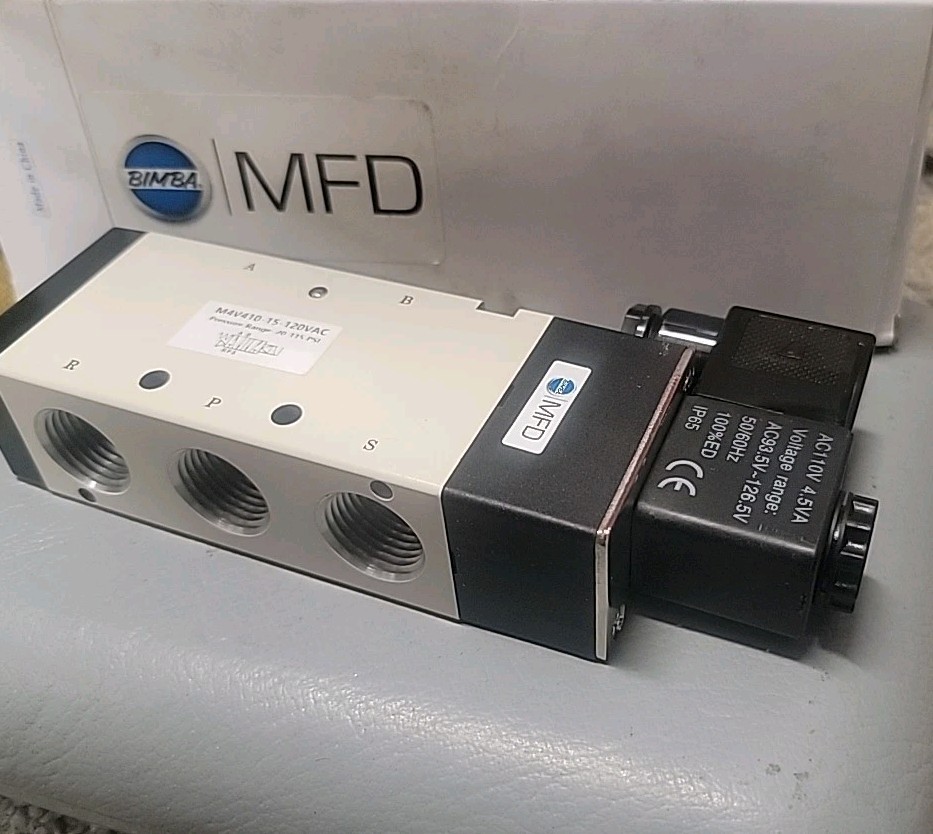 BIMBA M4V410-15-120VAC PNEUMATIC CYLINDER 20-115PSI 110VAC 50/60HZ