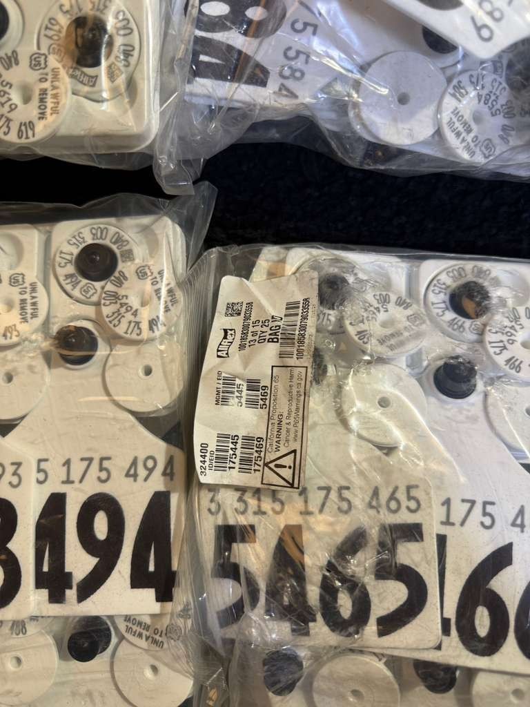 (QTY 375) AllFlex From Numbers #5395 To #5769 USDA Matched Pair Cattle Ear Tags