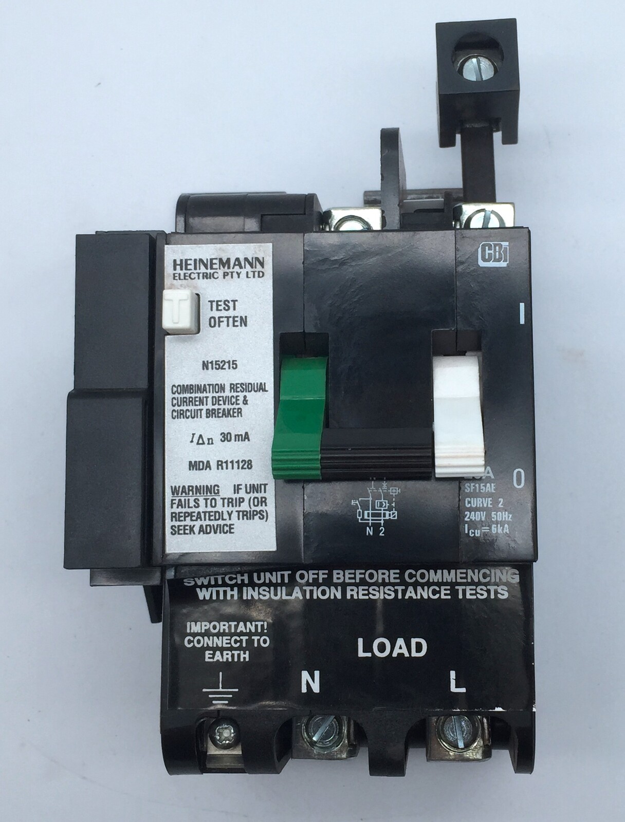 CBi Electric Heinelec SFISAE20 Combined RCD/MCB RCBO 6kA 20A 30mA 2P