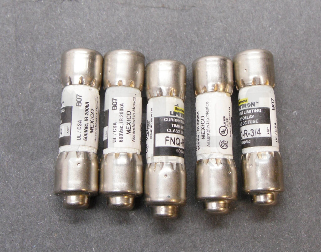 LOT OF 5 NEW BUSSMAN FNQ-R 3/4 TIME DELAY FUSE 3/4A 600VAC