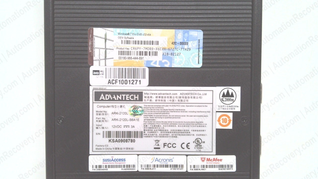 ADVANTECH ARK-2120 L-S6A1 E, INTEL ATOM N2600 FANLESS EMBEDDED BOX PC, N #338584