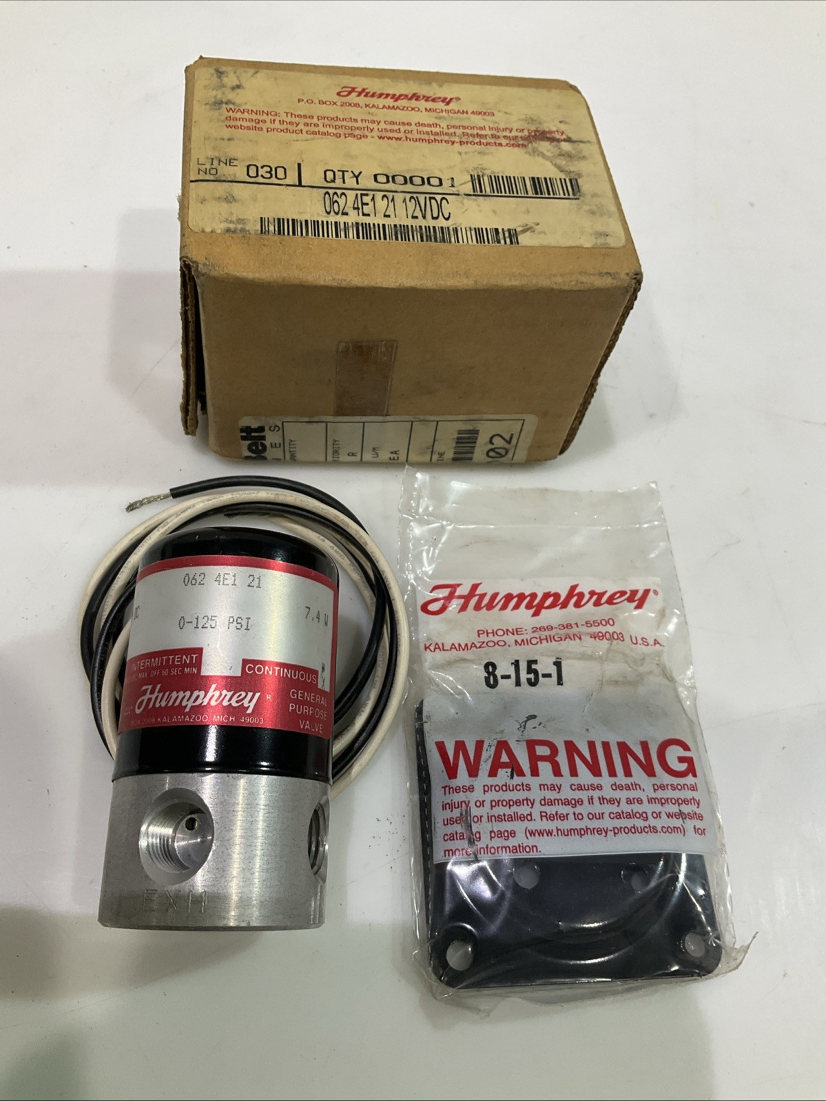HUMPHREY 062-4E1-21 PNEUMATIC DICTIONARY VALVE 120VDC Y2M