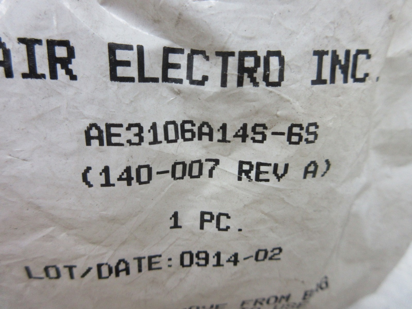 AIR ELECTRO AE3106A14S-6S CONNECTOR, IA0231